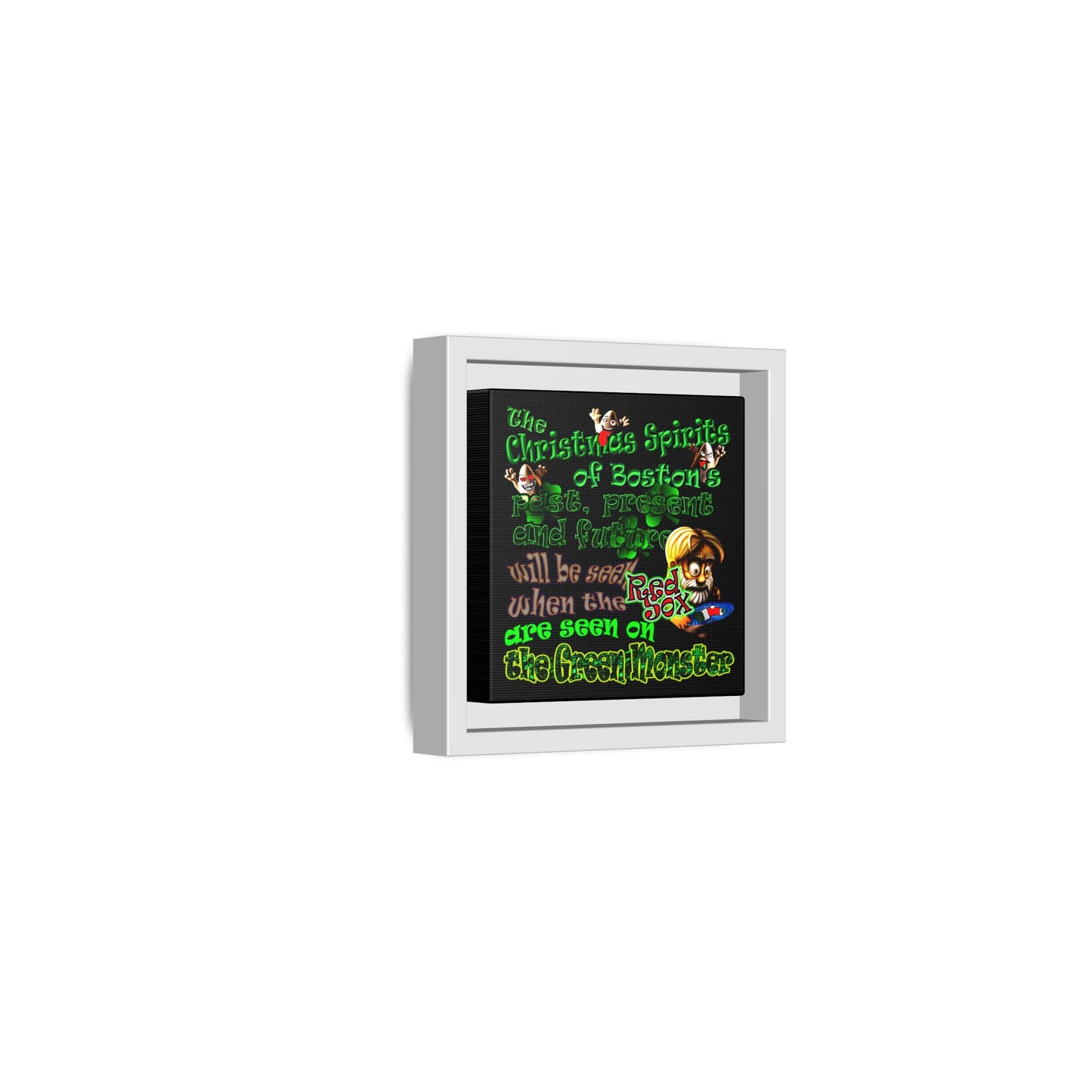 christmas spirits of boston - framed canvas art (black)
