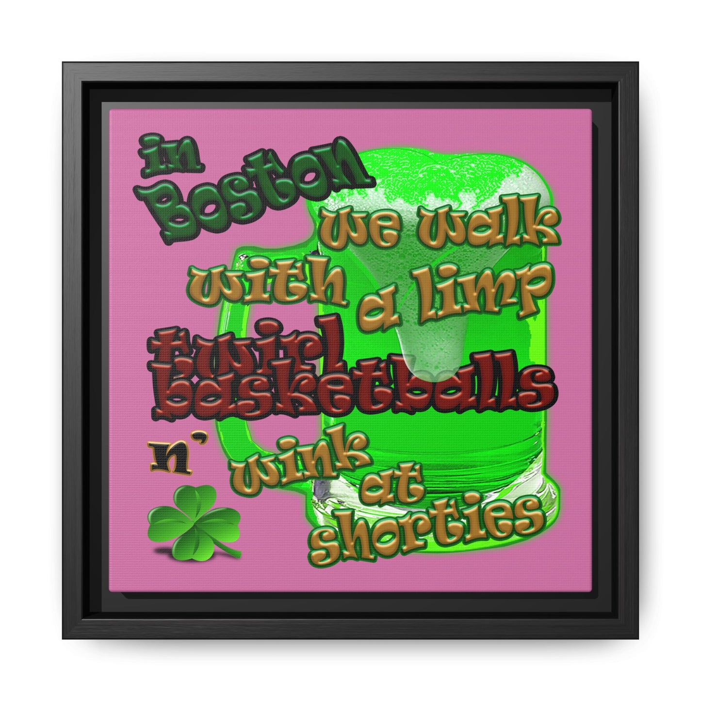 celtics logo - framed canvas art (light pink)