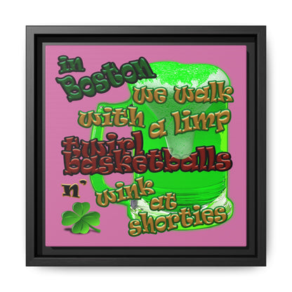 celtics logo - framed canvas art (light pink)