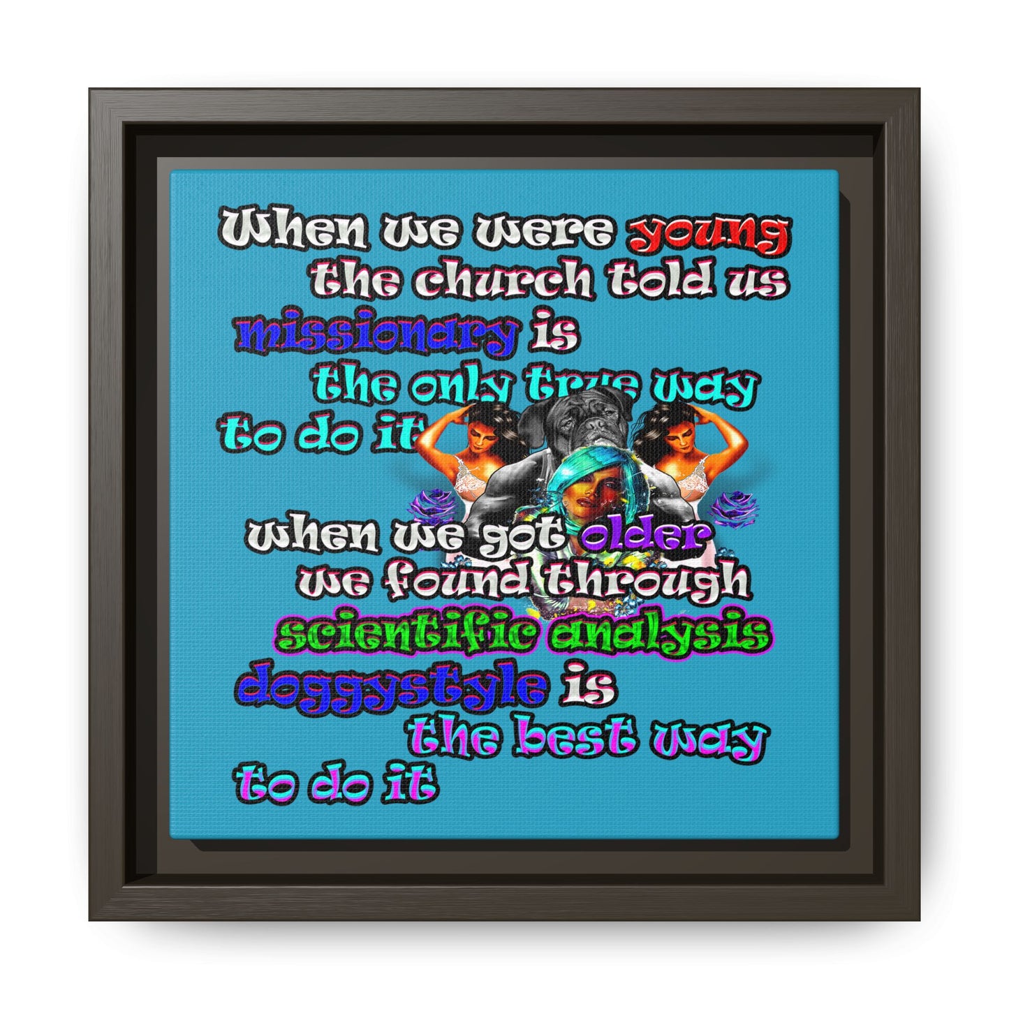 doggystyle - framed canvas art (turquoise)