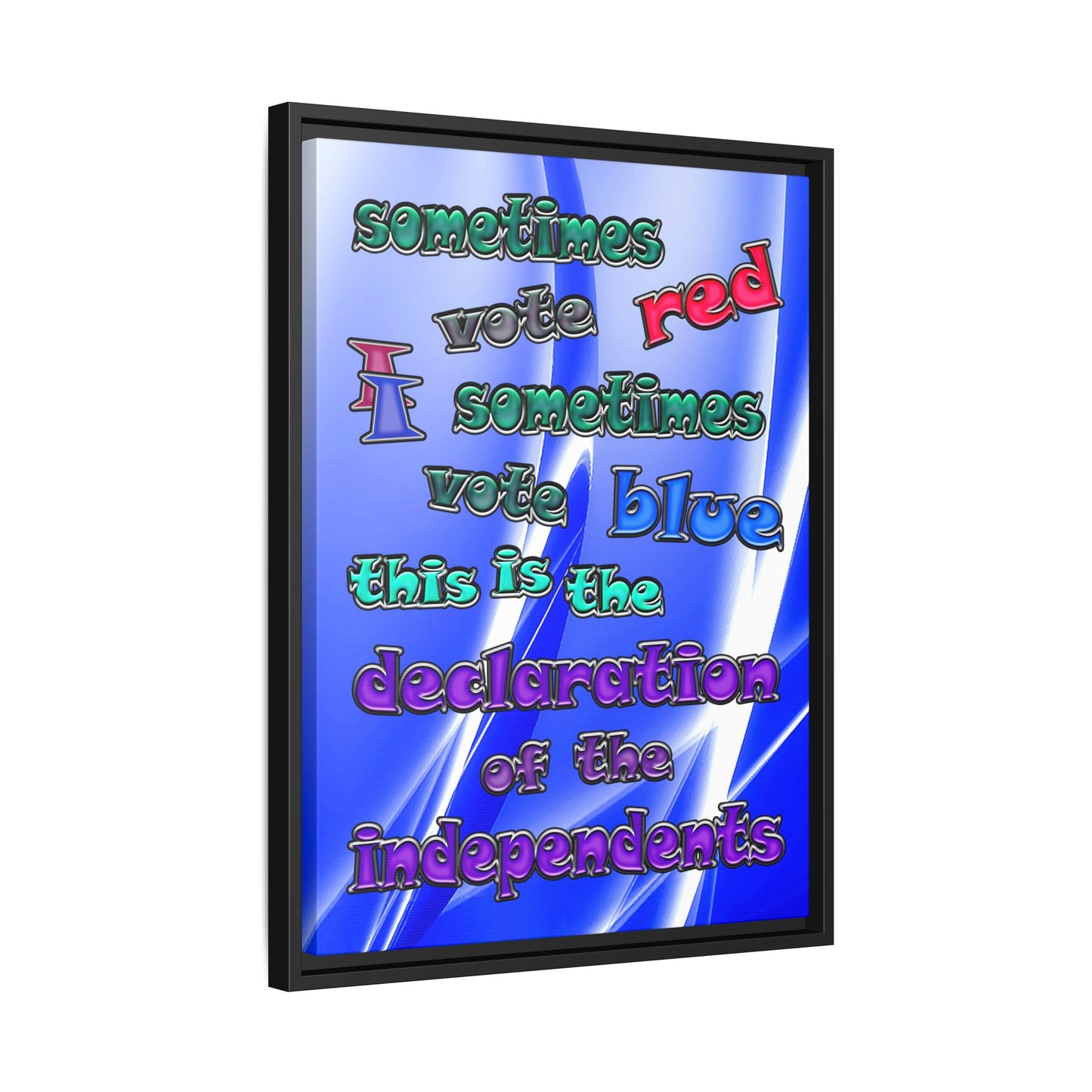 declaration of the independents - framed canvas art (blue-white wave)