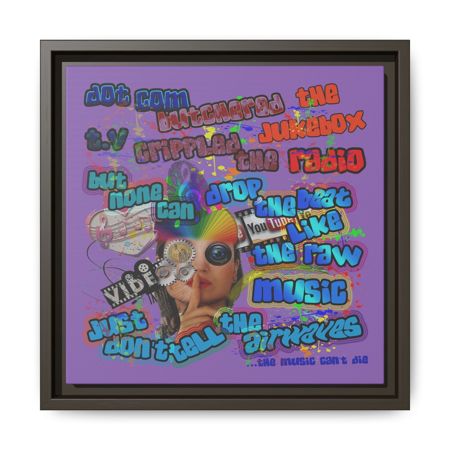 drop the beat - framed canvas art (light purple)