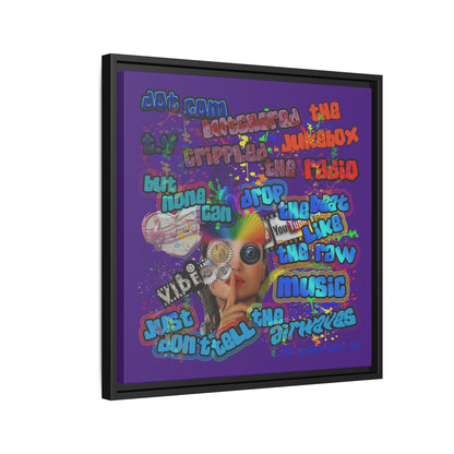 drop the beat - framed canvas art (purple)