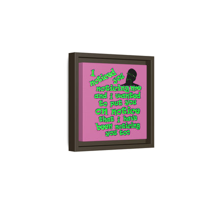 noticed you noticing - framed canvas art (light pink)
