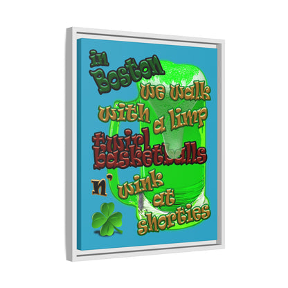 celtics logo - framed canvas art (turquoise)