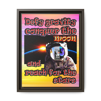 defy conquer reach - framed canvas art (color blur)