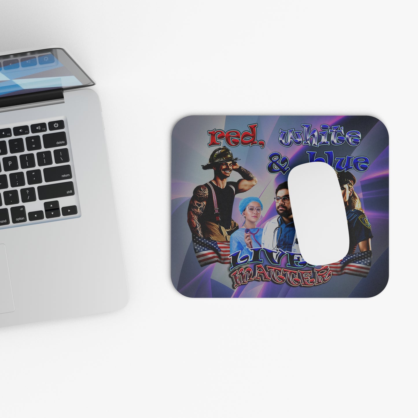 rw&b lives matter - Mouse Pad (Rectangle) (grey-pink wave)