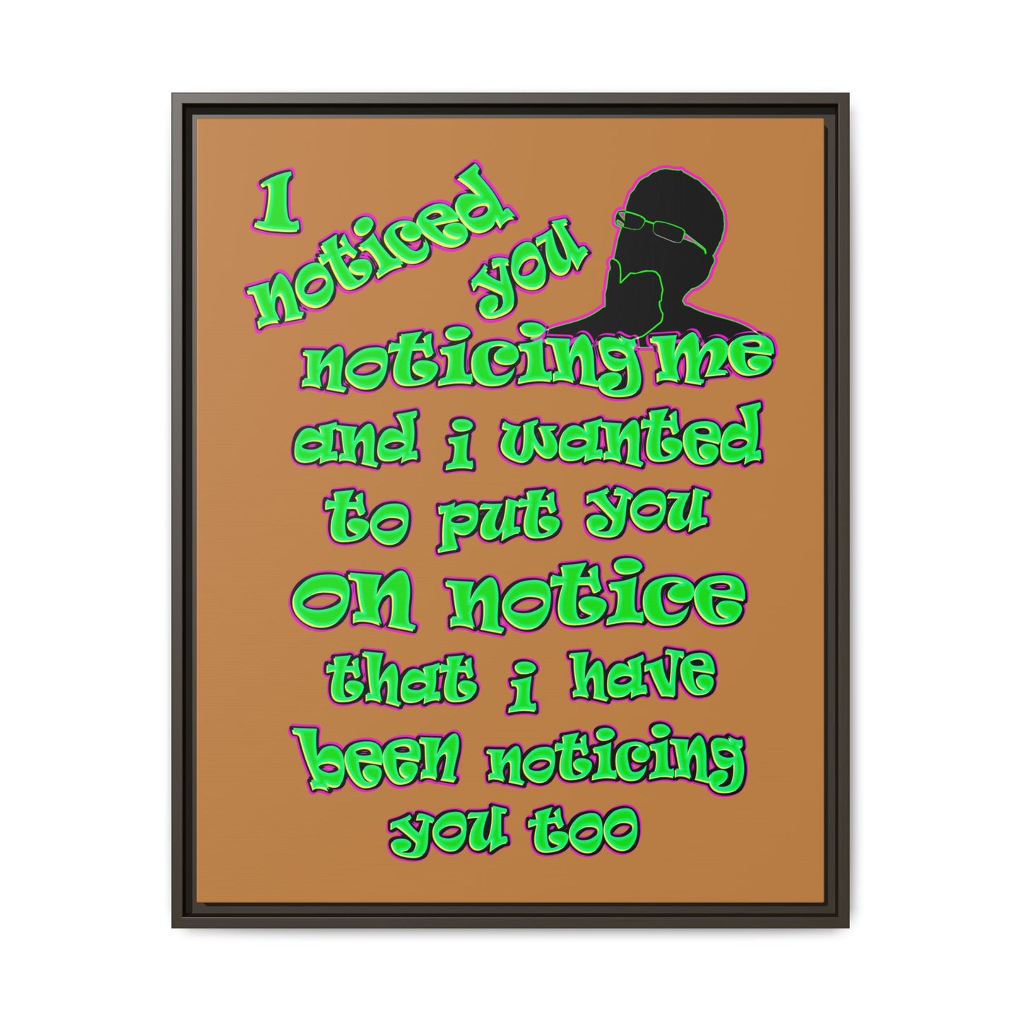noticed you noticing - framed canvas art (light brown)