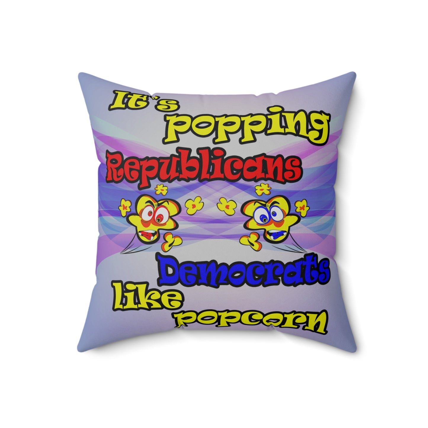 popping like popcorn - Spun Polyester Square Pillow - (light blue-pink wave)