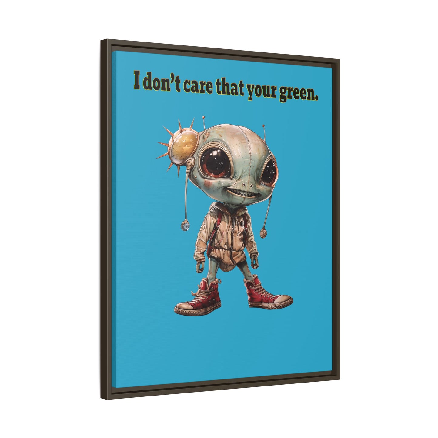 I don't care that your green - framed canvas art (turquoise)