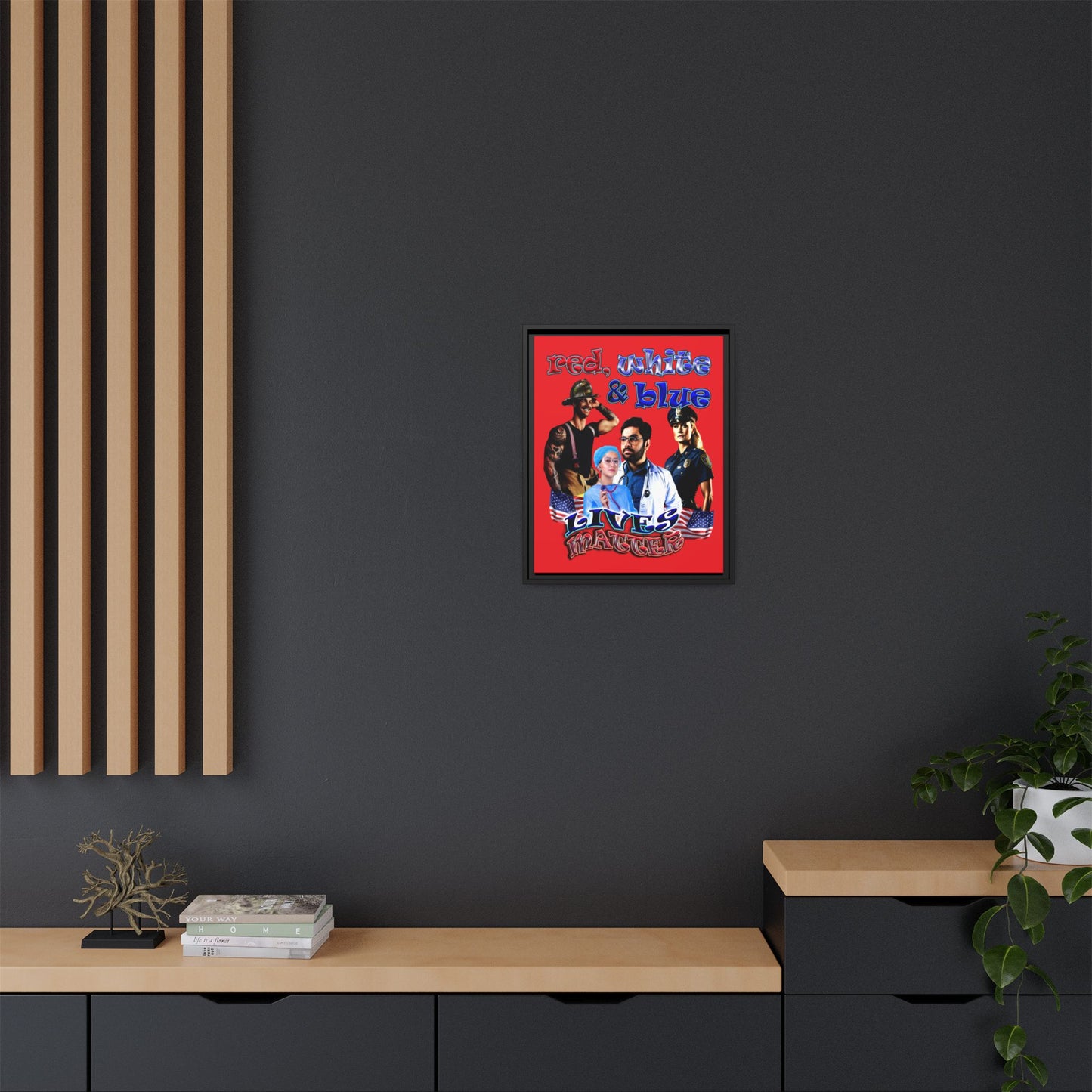rw&b lives matter - framed canvas art (red)