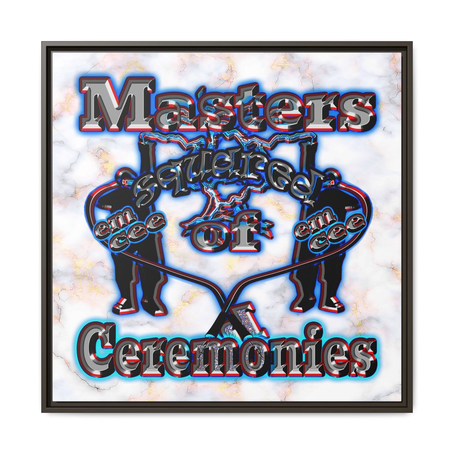 em cee squared - framed canvas art (white marble)