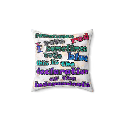 declaration of the independents - Faux Suede Square Pillow - (white marble)