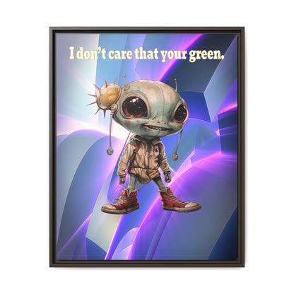 I don't care that your green - framed canvas art (grey-pink wave)