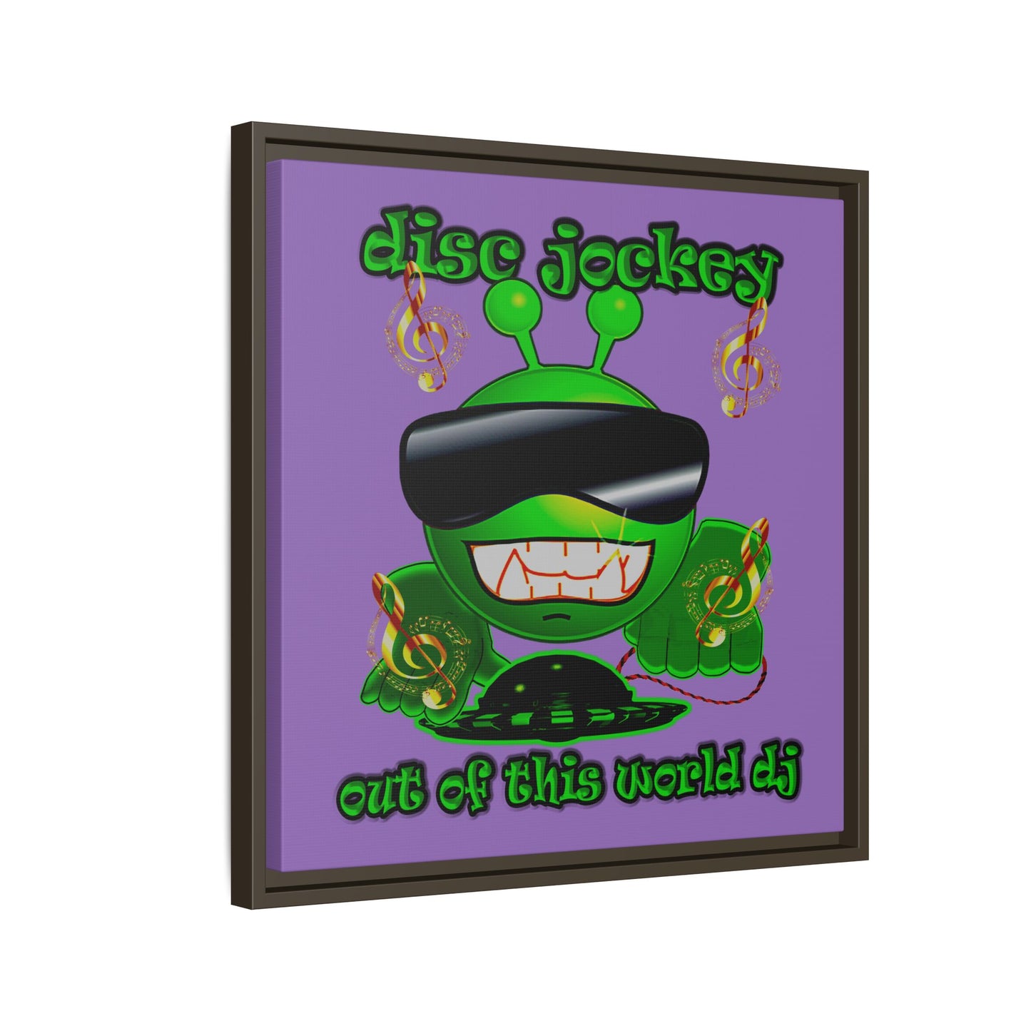 disc jockey - framed canvas art (light purple)