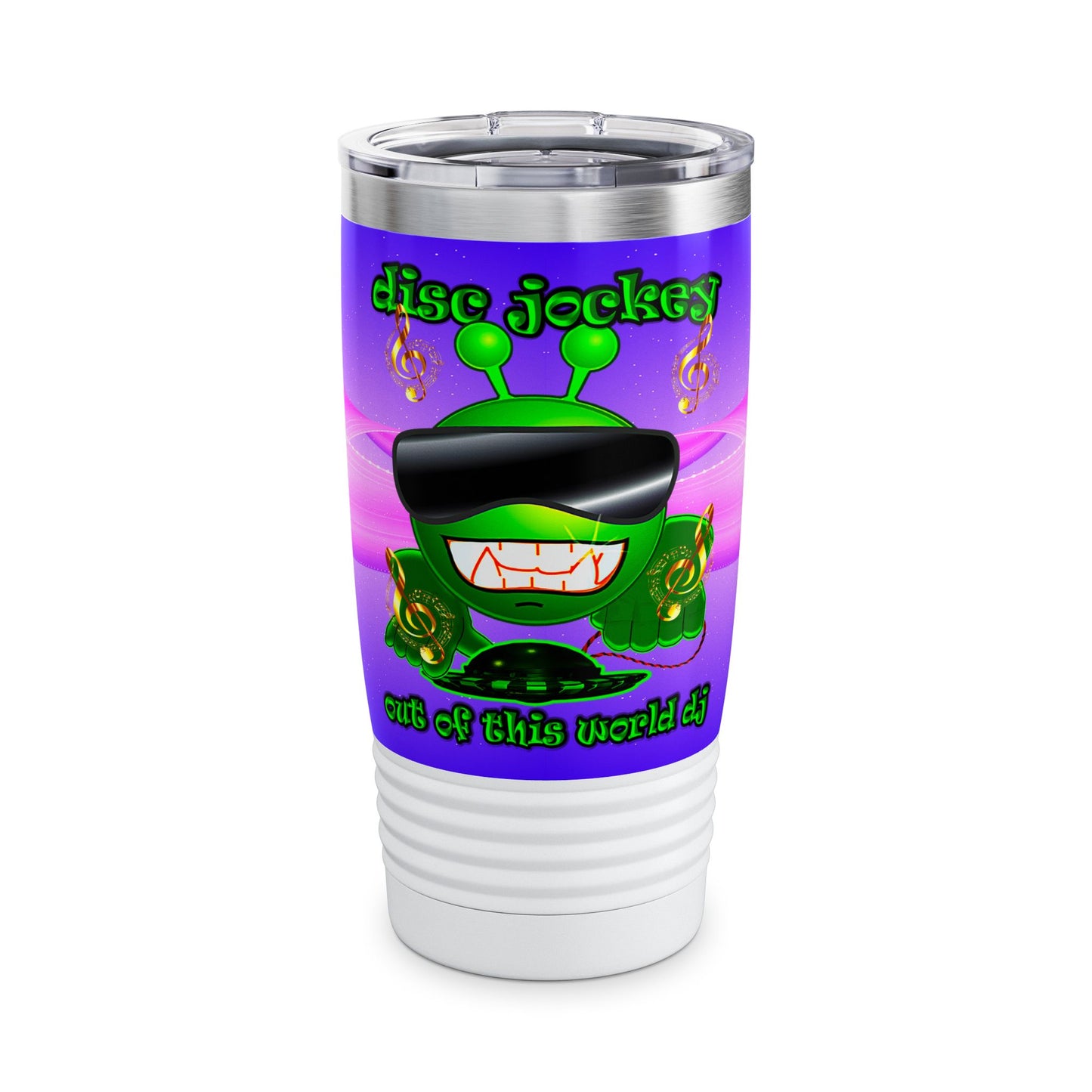 disc jockey - Ringneck Tumbler, 20oz (purple-pink wave)