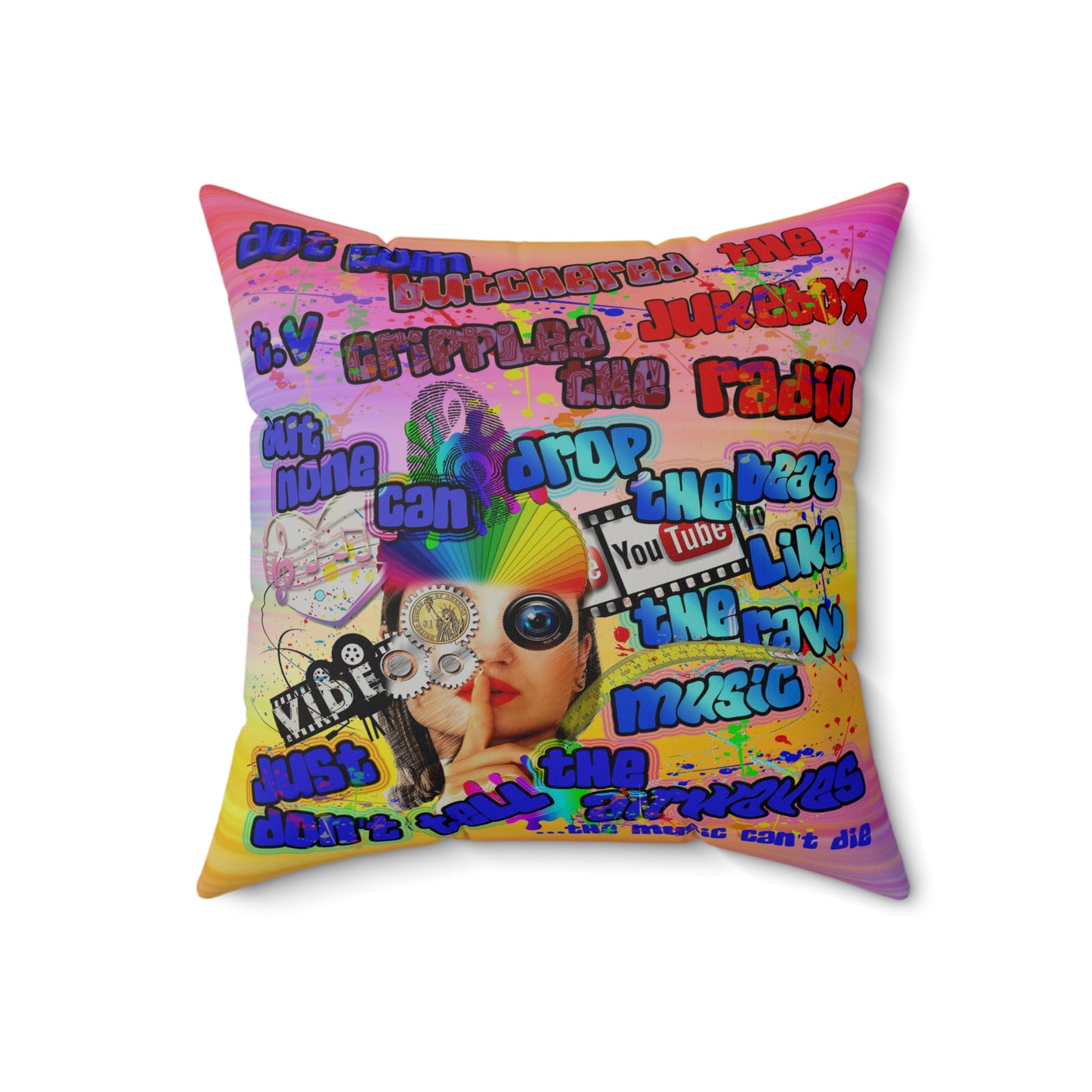 drop the beat - Faux Suede Square Pillow - (color blur)