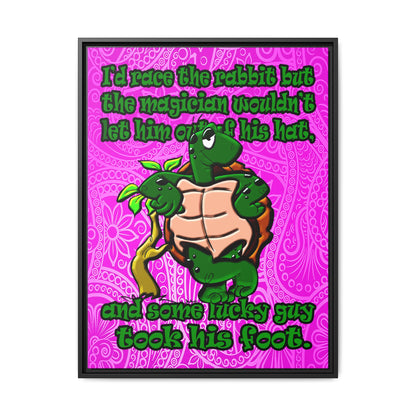 turtle race - framed canvas art (pink swirl)