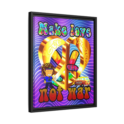 love peace - framed canvas art (purple wave)