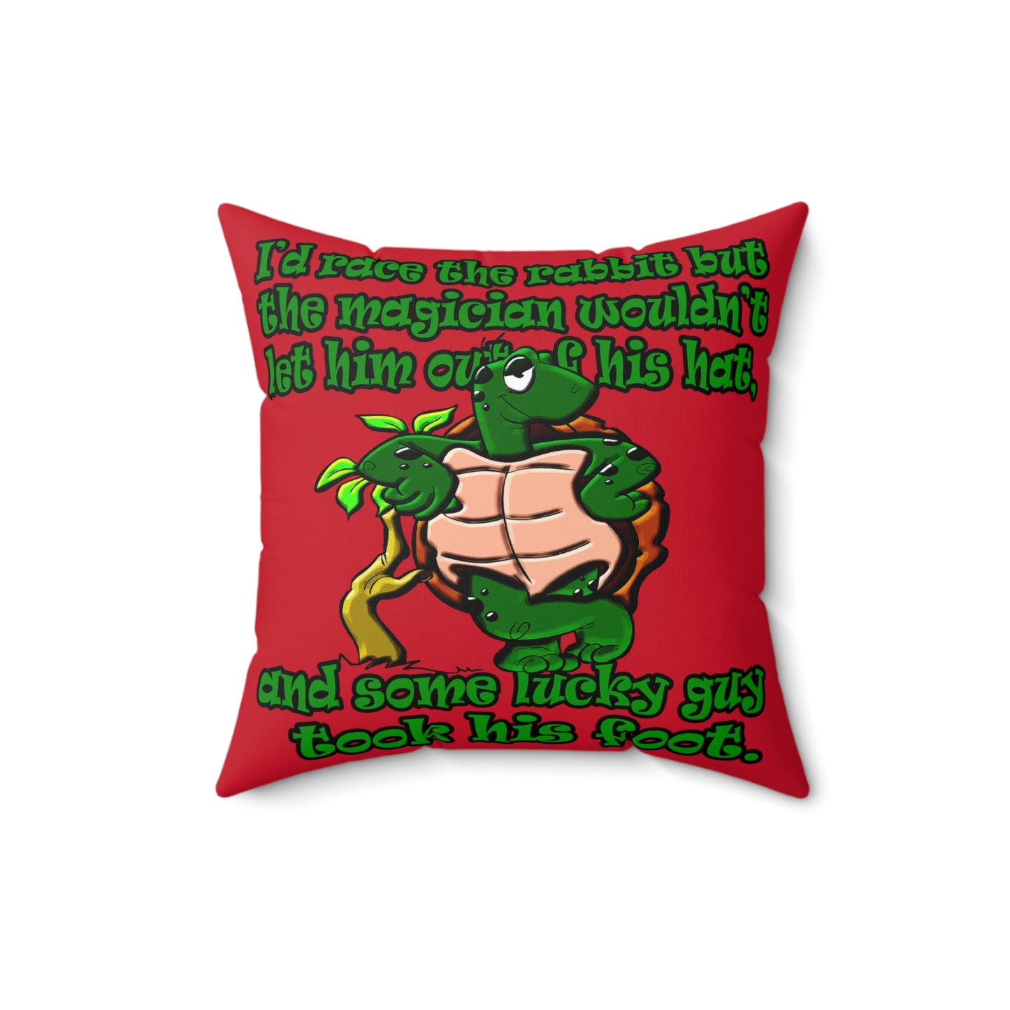 turtle race - Spun Polyester Square Pillow - (dark red)