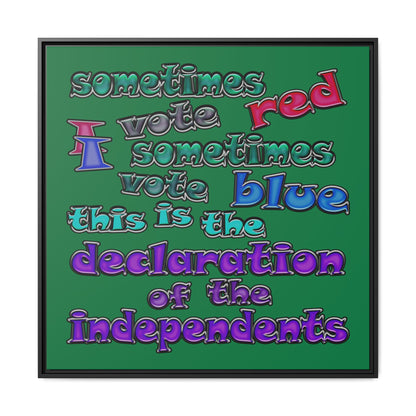 declaration of the independents - framed canvas art (dark green)