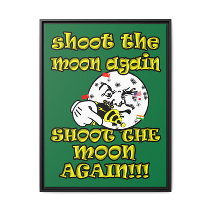 shoot the moon again - framed canvas art (dark green)