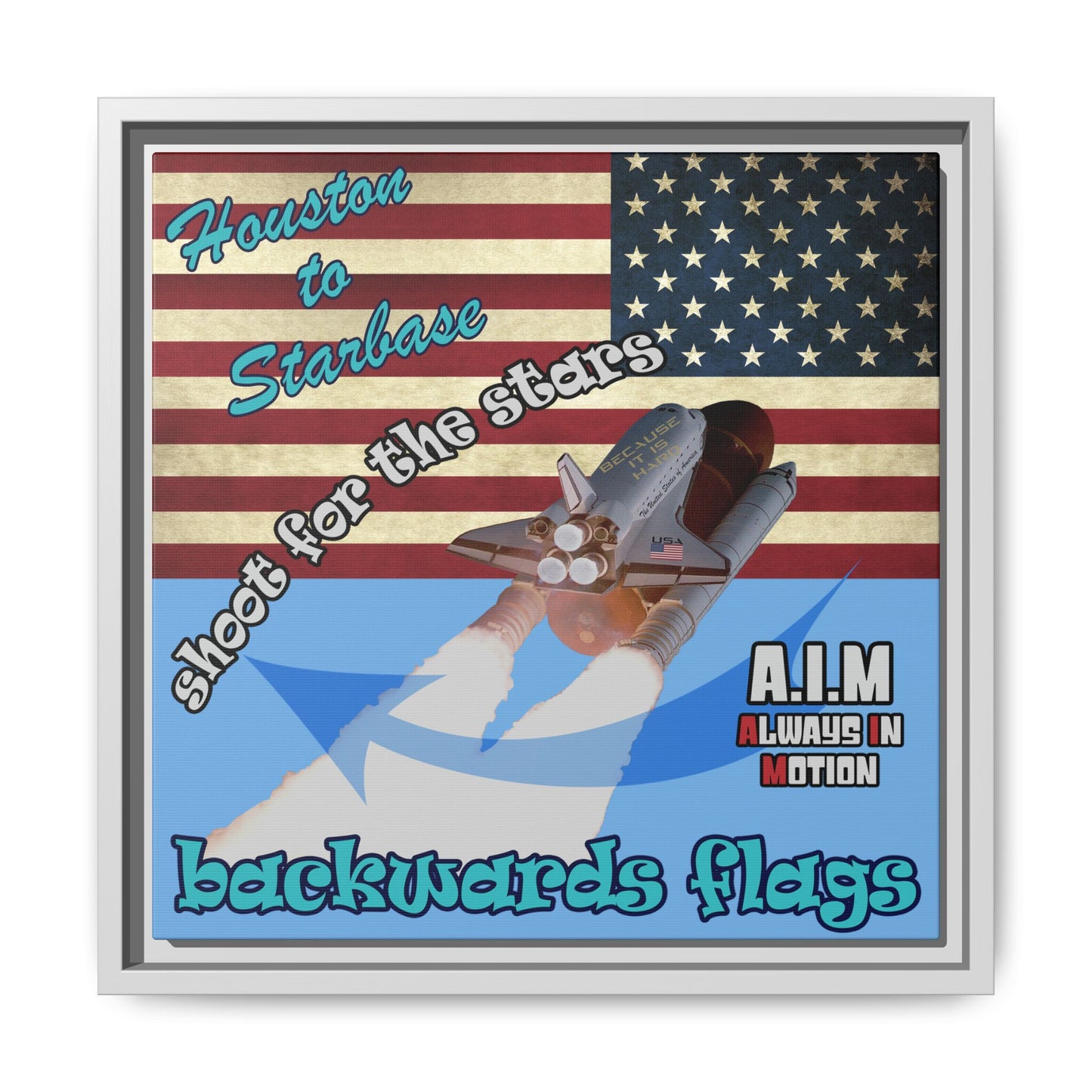 shoot for the stars - framed canvas art (light blue)