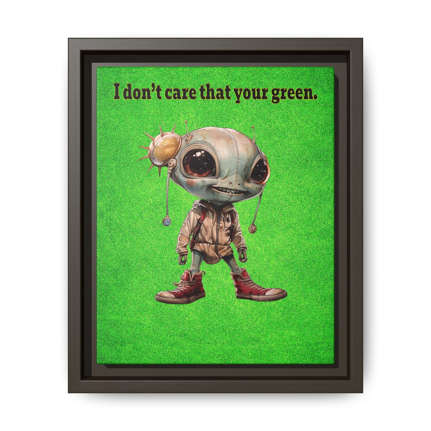I don't care that your green - framed canvas art (green turf)