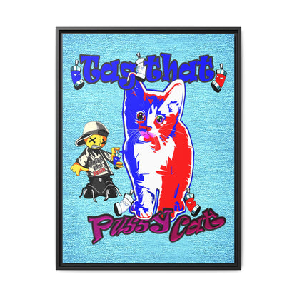 tag that - framed canvas art (faded blue)