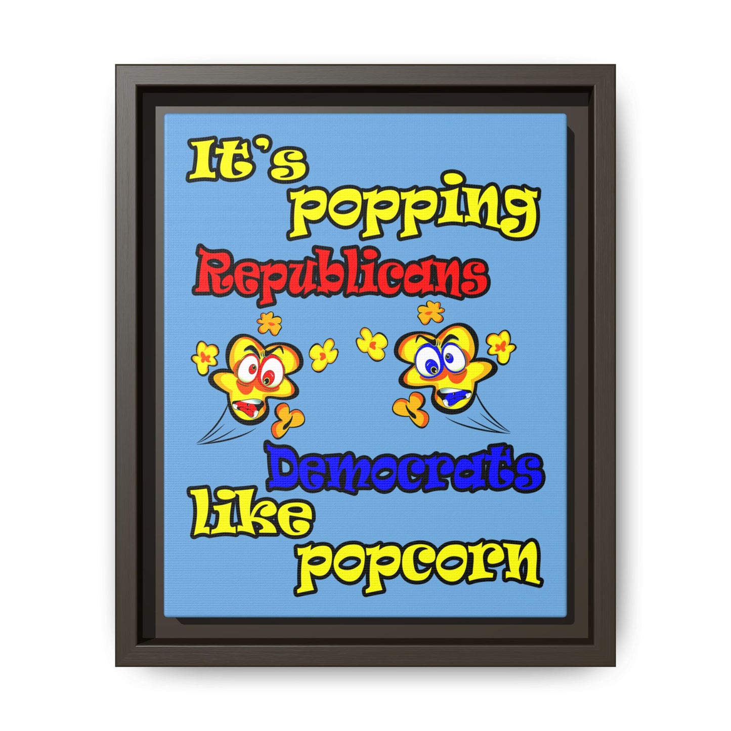 popping like popcorn - framed canvas art (light blue)