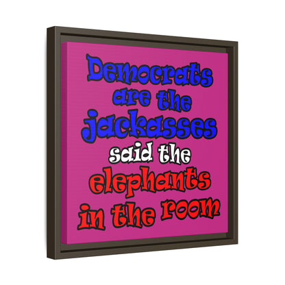 donkeys and elephants - framed canvas art (pink)