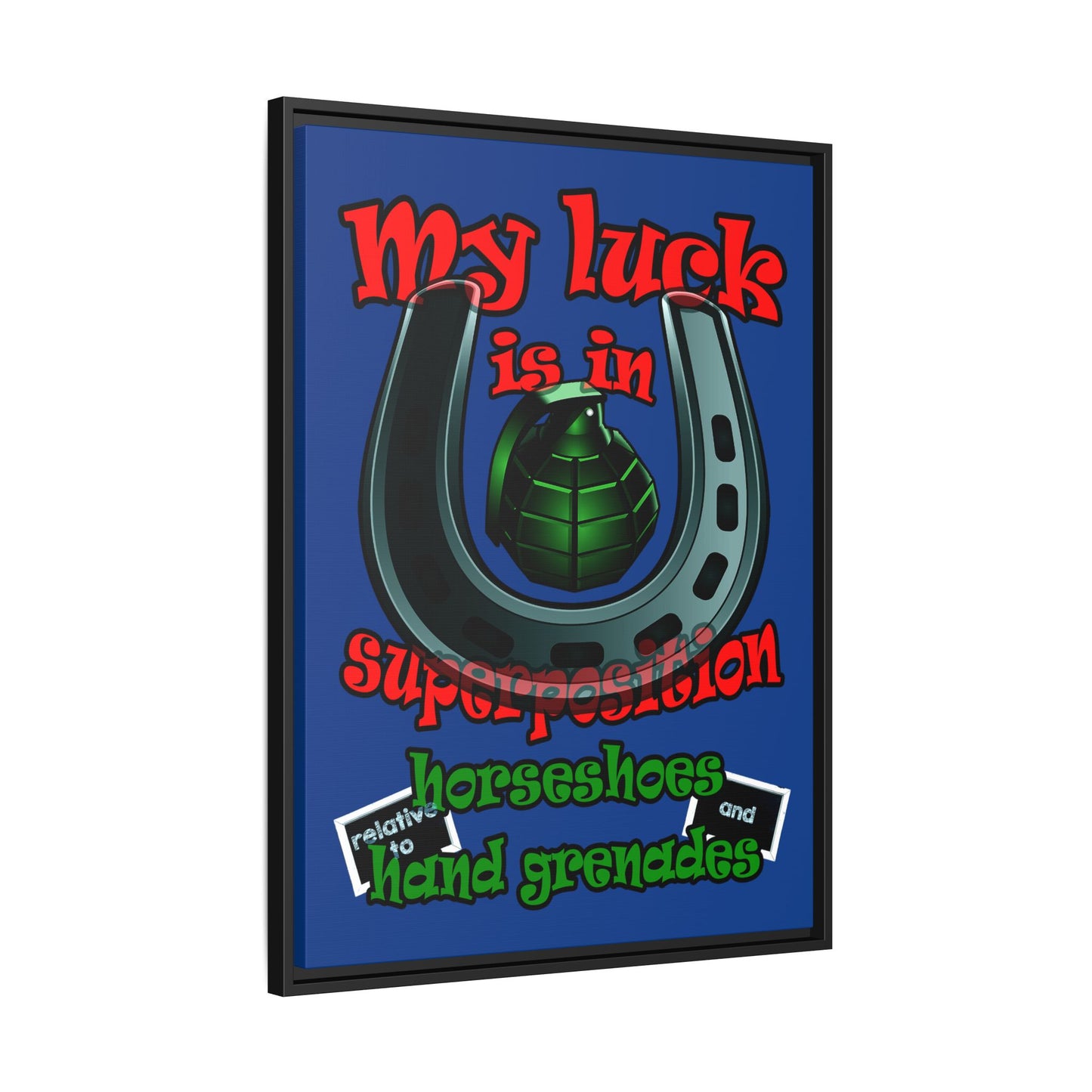 my luck - framed canvas art (dark blue)