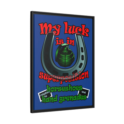 my luck - framed canvas art (dark blue)