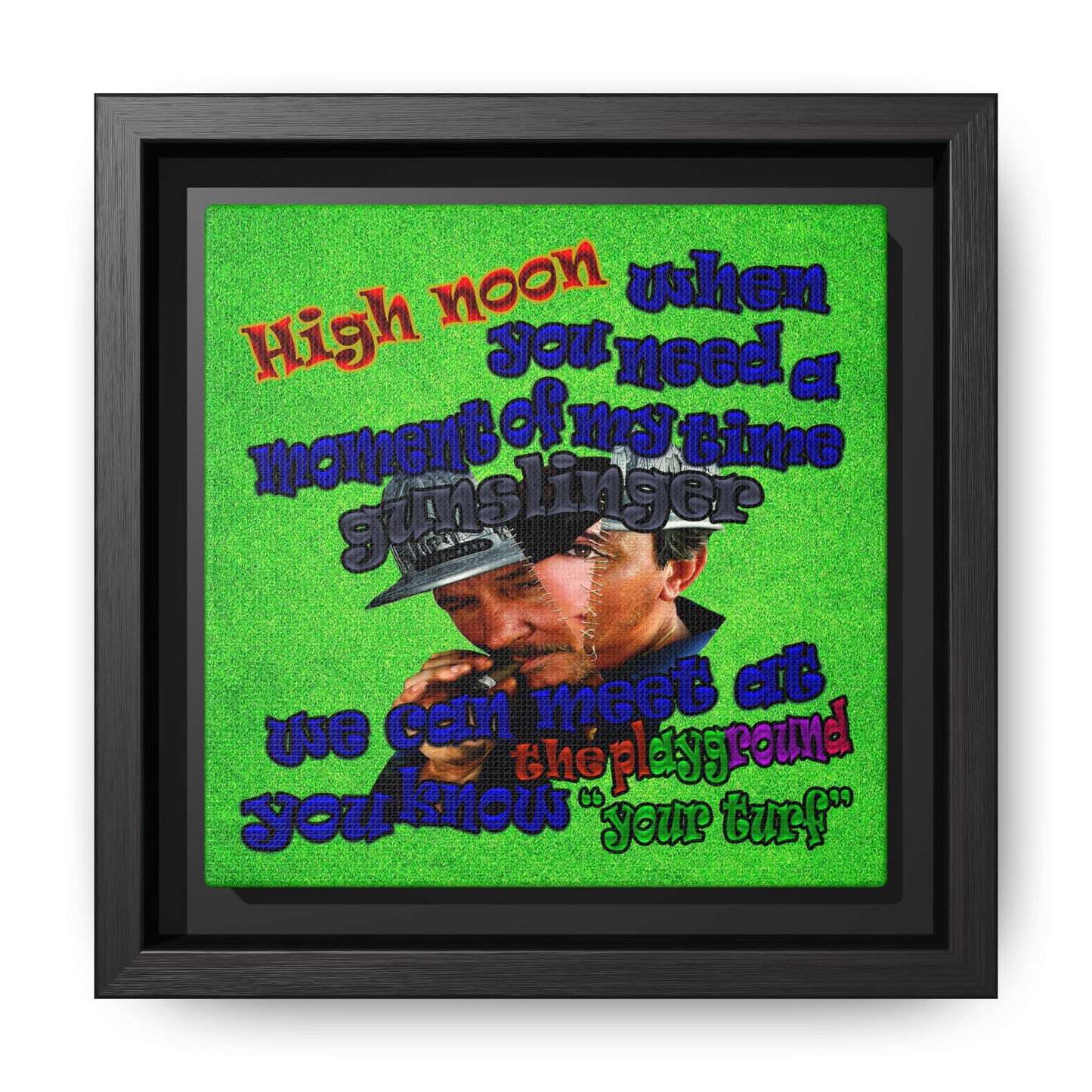 high noon - framed canvas art (green turf)