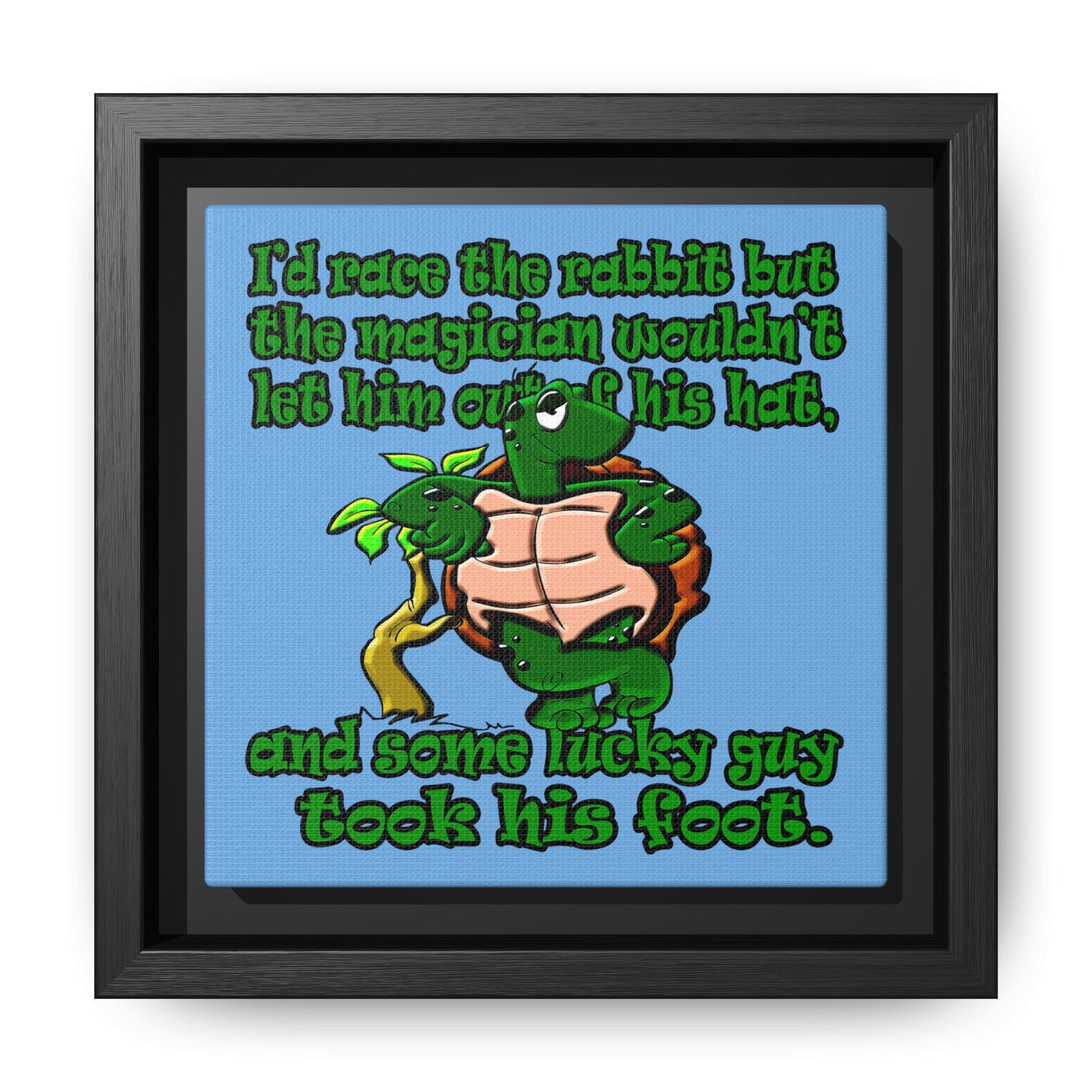 turtle race - framed canvas art (light blue)