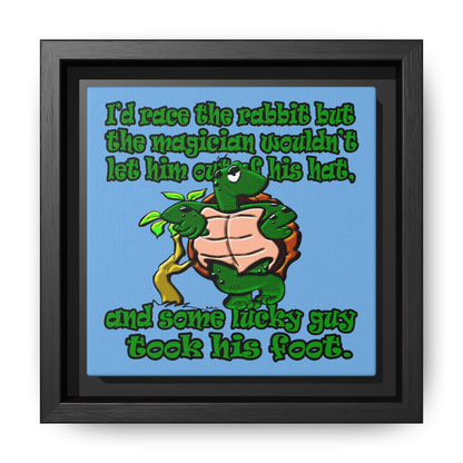 turtle race - framed canvas art (light blue)