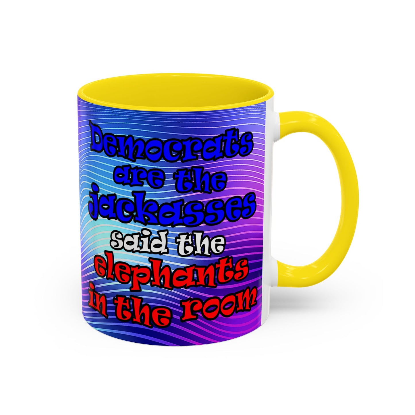 donkeys and elephants - Accent Mug (purple wave)