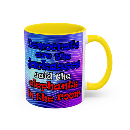 donkeys and elephants - Accent Mug (purple wave)