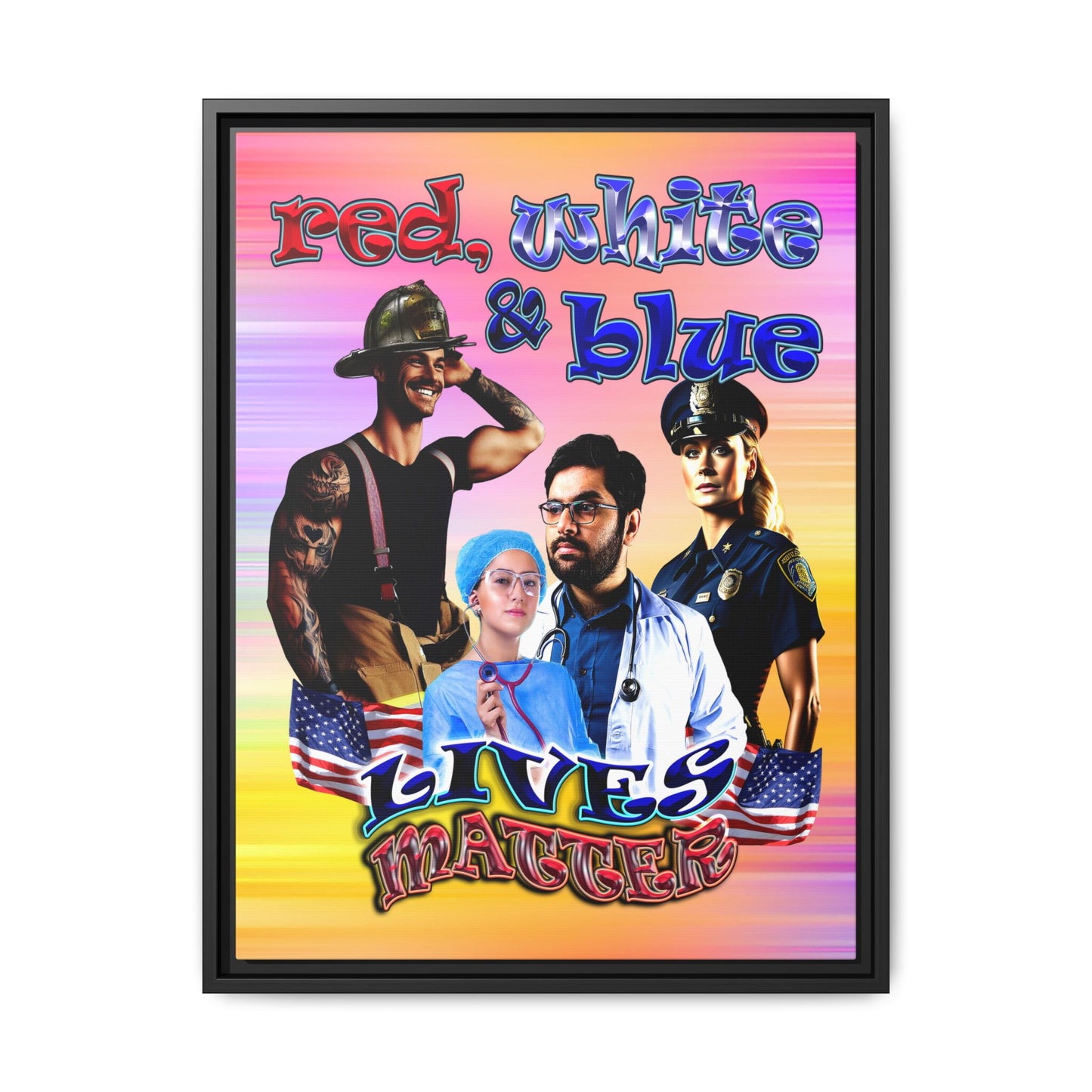 rw&b lives matter - framed canvas art (color blur)