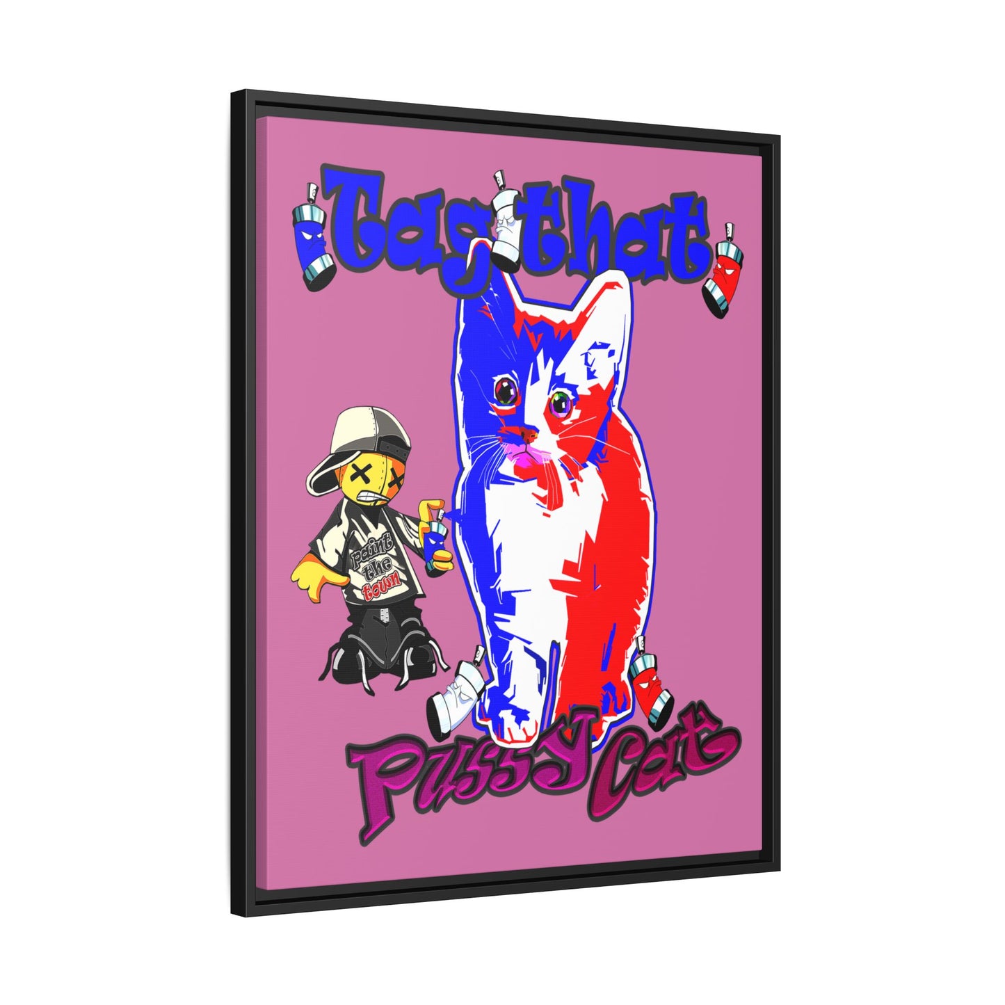 tag that - framed canvas art (light pink)