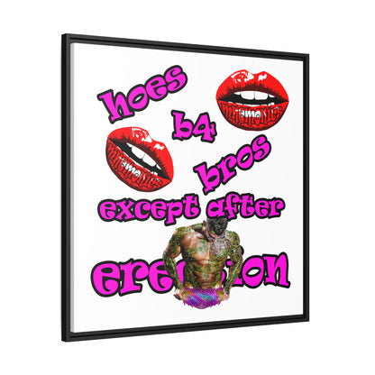 hoes b4 bros - framed canvas art (white)