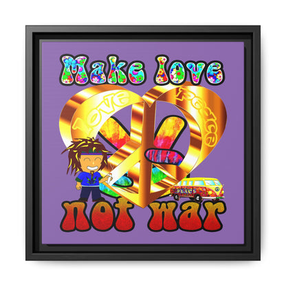 love peace - framed canvas art (light purple)