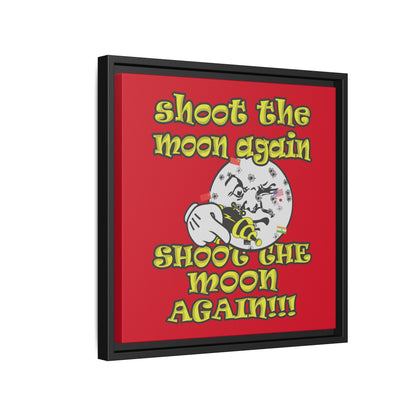 shoot the moon again - framed canvas art (dark red)