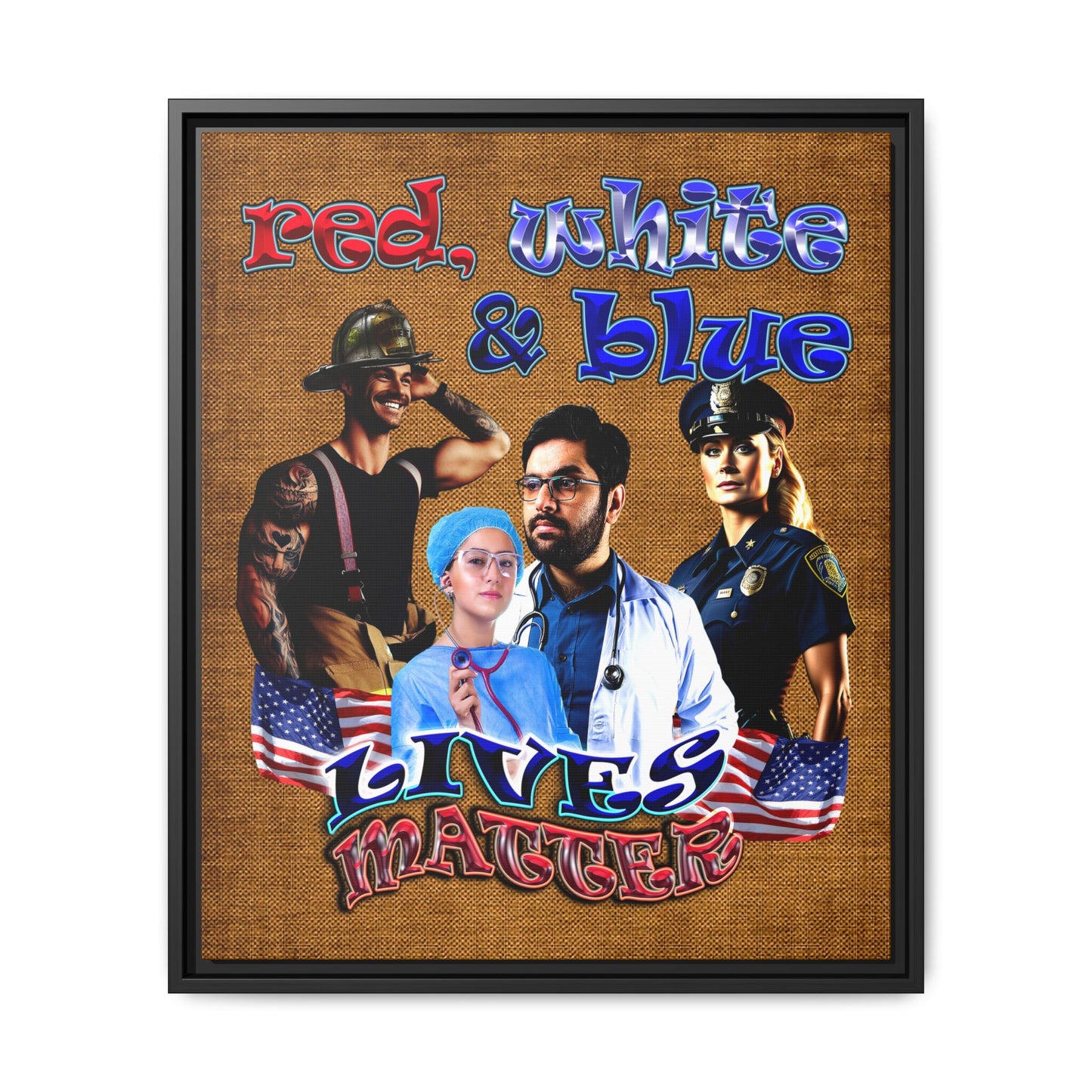 rw&b lives matter - framed canvas art (brown papyrus)