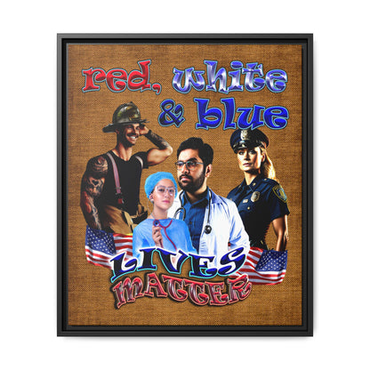 rw&b lives matter - framed canvas art (brown papyrus)