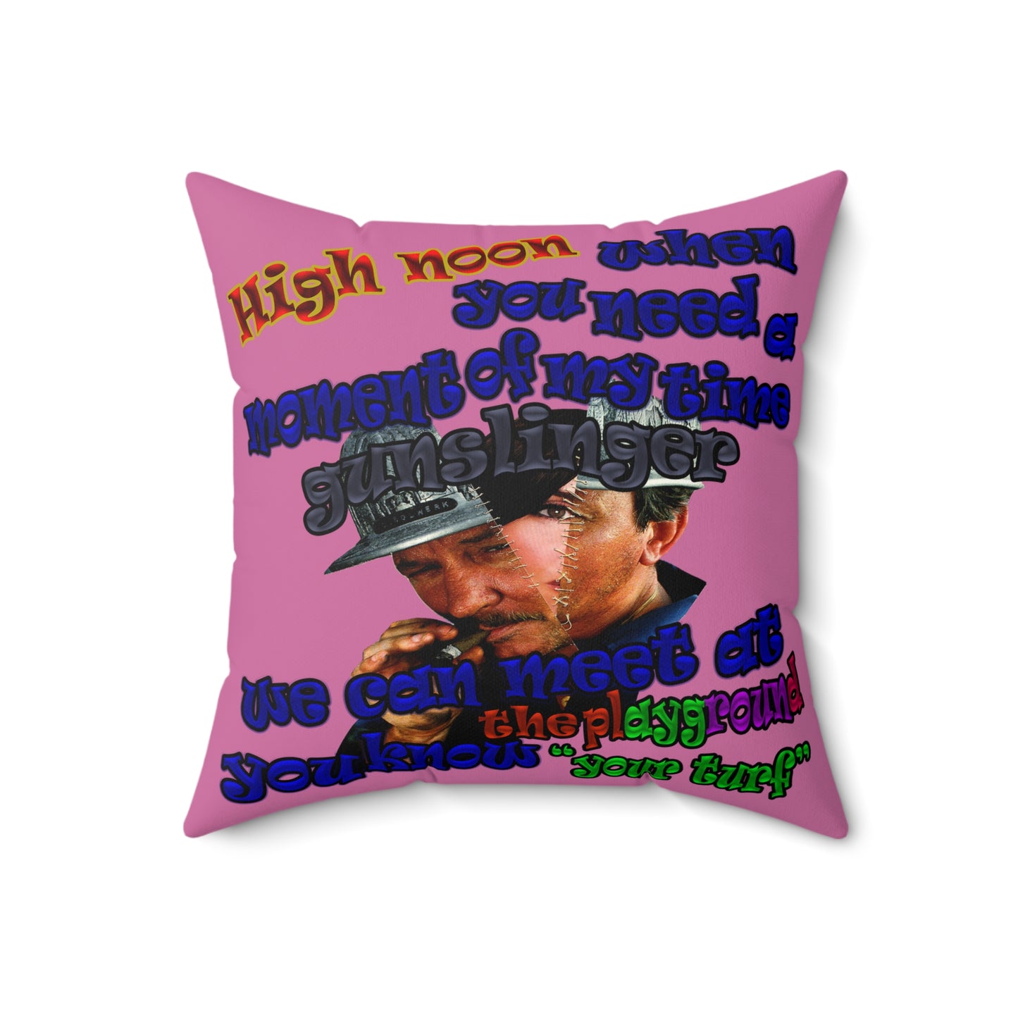 high noon - Faux Suede Square Pillow - (light pink)