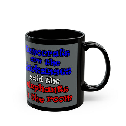 donkeys and elephants - Black Mug (dark grey)