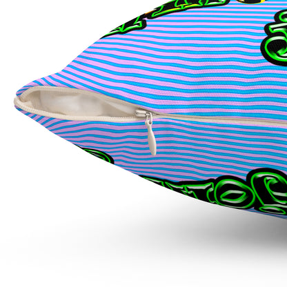 og - Spun Polyester Square Pillow - (light blue-purple wave)