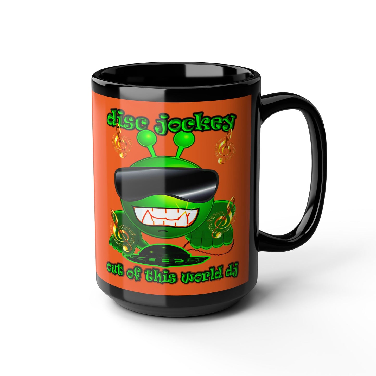 disc jockey - Black Mug (orange)