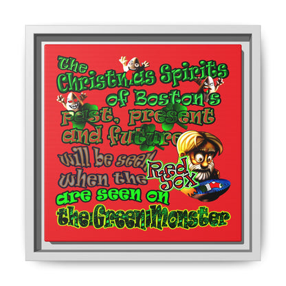 christmas spirits of boston - framed canvas art (red)